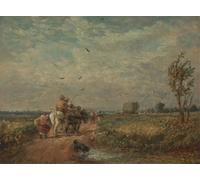 ZHAOSHAN Vintage Pictures Printed Graffiti Print Going to the Hayfield by David Cox Portrait Canvas Image for Home Decor 60x90cm