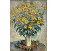 ZHAOSHAN Vintage Pictures Printed Graffiti Print Jerusalem Artichoke Flowers by Claude Monet Portrait Canvas Image for Home Decor 60x90cm