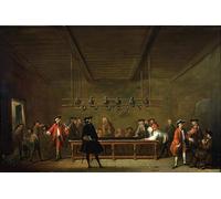 ZHAOSHAN Vintage Pictures Printed Graffiti Print La Partie De Billard the Billiard Match by Jean Baptiste Simeon Chardin Portrait Canvas Image for Home Decor 60x90cm