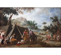 ZHAOSHAN Vintage Pictures Printed Graffiti Print Laban Searching for His Stolen Household Gods by Bartolomé Esteban Murillo Portrait Canvas Image for Home Decor 60x90cm