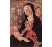 ZHAOSHAN Vintage Pictures Printed Graffiti Print Lady and Child with Saints and Angels by Francesco Di Giorgio Martini Portrait Canvas Image for Home Decor 60x90cm
