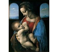 ZHAOSHAN Vintage Pictures Printed Graffiti Print Lady Litta by Leonardo Da Vinci Portrait Canvas Image for Home Decor 60x90cm