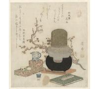 ZHAOSHAN Vintage Pictures Printed Graffiti Print Making Plum Sake by Keisai Eisen Portrait Canvas Image for Home Decor 60x90cm