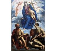 ZHAOSHAN Vintage Pictures Printed Graffiti Print Mary with the Child Adored by Jacopo Robusti Tintoretto Portrait Canvas Image for Home Decor 60x90cm