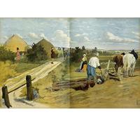 ZHAOSHAN Vintage Pictures Printed Graffiti Print Peasants Saw the Passage of Marauders and Looters Captured by Hermann Vogel Portrait Canvas Image for Home Decor 60x90cm