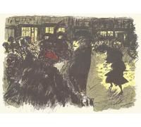 ZHAOSHAN Vintage Pictures Printed Graffiti Print Place At Night Lithograph of the Series Some Aspects of the Life of Paris by Pierre Bonnard Portrait Canvas Image for Home Decor 60x90cm