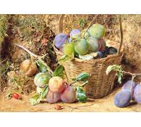 ZHAOSHAN Vintage Pictures Printed Graffiti Print Plums by William Henry Hunt Portrait Canvas Image for Home Decor 60x90cm
