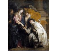 ZHAOSHAN Vintage Pictures Printed Graffiti Print Saint Hermann Worshipping the Virgin Oil on Canvas by Van Dyck Portrait Canvas Image for Home Decor 60x90cm