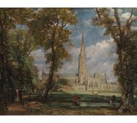 ZHAOSHAN Vintage Pictures Printed Graffiti Print Salisbury Cathedral From the Bishop s Grounds by John Constable Portrait Canvas Image for Home Decor 60x90cm