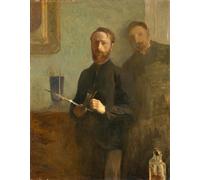 ZHAOSHAN Vintage Pictures Printed Graffiti Print Self Portrait with Waroquy by Edouard Vuillard Portrait Canvas Image for Home Decor 60x90cm