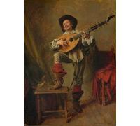 ZHAOSHAN Vintage Pictures Printed Graffiti Print Soldier Playing the Theorbo by Jean Louis Ernest Meissonier Portrait Canvas Image for Home Decor 60x90cm