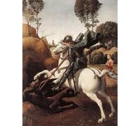 ZHAOSHAN Vintage Pictures Printed Graffiti Print St George and the Dragon by Raphael Portrait Canvas Image for Home Decor 60x90cm