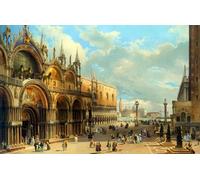 ZHAOSHAN Vintage Pictures Printed Graffiti Print St. Marks and the Doges Palace by Carlo Grubacs Portrait Canvas Image for Home Decor 60x90cm