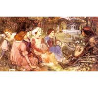 ZHAOSHAN Vintage Pictures Printed Graffiti Print Study for a Tale From the Decameron by John William Waterhouse Portrait Canvas Image for Home Decor 60x90cm