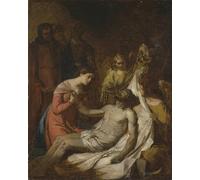 ZHAOSHAN Vintage Pictures Printed Graffiti Print Study of the Lamentation on the Dead Christ by Benjamin West Portrait Canvas Image for Home Decor 60x90cm