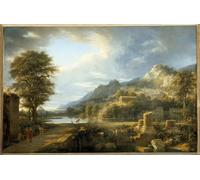 ZHAOSHAN Vintage Pictures Printed Graffiti Print the Ancient Town of Agrigento in Sicily by Pierre Henri De Valenciennes Portrait Canvas Image for Home Decor 60x90cm