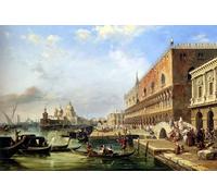 ZHAOSHAN Vintage Pictures Printed Graffiti Print The Bacino Looking Towards The Grand Canal With The Dogana The Salute The Piazetta And The Doges Pritchett for Home Decor 60x90cm