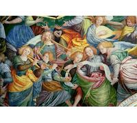 ZHAOSHAN Vintage Pictures Printed Graffiti Print the Concert of Angels Fresco Detail of by Famous Artist Portrait Canvas Image for Home Decor 60x90cm
