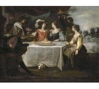 ZHAOSHAN Vintage Pictures Printed Graffiti Print the Dissipation of the Prodigal Son by Bartolomé Esteban Murillo Portrait Canvas Image for Home Decor 60x90cm