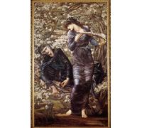 ZHAOSHAN Vintage Pictures Printed Graffiti Print the Enchantment of Merlin Painting by Edward Burne Jones Portrait Canvas Image for Home Decor 60x90cm