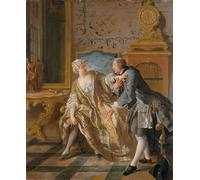 ZHAOSHAN Vintage Pictures Printed Graffiti Print the Garter by Jean François De Troy Portrait Canvas Image for Home Decor 60x90cm