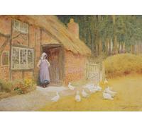 ZHAOSHAN Vintage Pictures Printed Graffiti Print the Goose Girl by Arthur Claude Strachan Portrait Canvas Image for Home Decor 60x90cm
