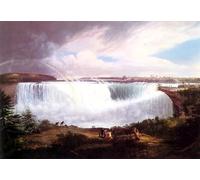 ZHAOSHAN Vintage Pictures Printed Graffiti Print the Great Horseshoe Falls Niagara by Alvan Fisher Portrait Canvas Image for Home Decor 60x90cm