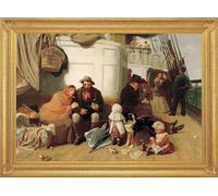ZHAOSHAN Vintage Pictures Printed Graffiti Print the Immigrants Ship by Charles Dollman Portrait Canvas Image for Home Decor 60x90cm