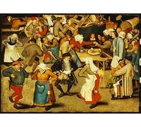 ZHAOSHAN Vintage Pictures Printed Graffiti Print the Indoor Wedding Dance by Pieter Brueghel the Younger Portrait Canvas Image for Home Decor 60x90cm