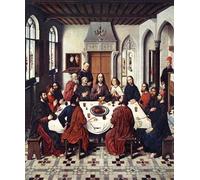 ZHAOSHAN Vintage Pictures Printed Graffiti Print The Last Supper detail of the Altarpiece of the Holy Sacrament Dirck Bouts Portrait Canvas Image for Home Decor 60x90cm