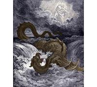 ZHAOSHAN Vintage Pictures Printed Graffiti Print the Leviathan Sea Monster Resembling the Sea Snake Referred to in the Bible by Gustave Dore Portrait Canvas Image for Home Decor 60x90cm