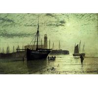 ZHAOSHAN Vintage Pictures Printed Graffiti Print The Lighthouse At Scarborough Grimshaw Portrait Canvas Image for Home Decor 60x90cm