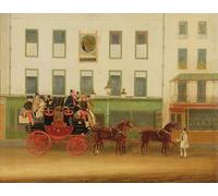 ZHAOSHAN Vintage Pictures Printed Graffiti Print the London-manchester Stage Outside the Peacock Inn Islington by Pollard Portrait Canvas Image for Home Decor 60x90cm