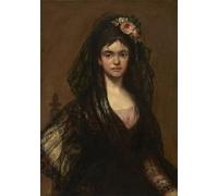 ZHAOSHAN Vintage Pictures Printed Graffiti Print the Madrileña by Francisco De Goya Portrait Canvas Image for Home Decor 60x90cm