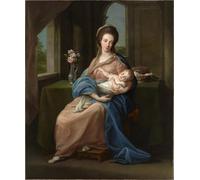 ZHAOSHAN Vintage Pictures Printed Graffiti Print the Marchioness of Headfort Holding Her Daughter Mary by Pompeo Girolamo Batoni Portrait Canvas Image for Home Decor 60x90cm