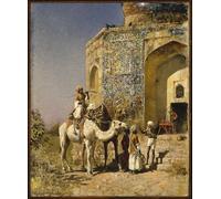 ZHAOSHAN Vintage Pictures Printed Graffiti Print the Old Blue-tiled by Edwin Lord Weeks Portrait Canvas Image for Home Decor 60x90cm