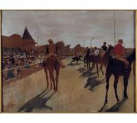 ZHAOSHAN Vintage Pictures Printed Graffiti Print the Parade Also Says Race Horses in Front of the Stands by Edgar Degas Portrait Canvas Image for Home Decor 60x90cm