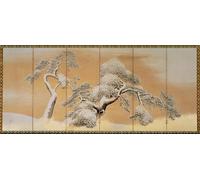ZHAOSHAN Vintage Pictures Printed Graffiti Print the Pines Under Snow by Maruyama Okyo Portrait Canvas Image for Home Decor 60x90cm