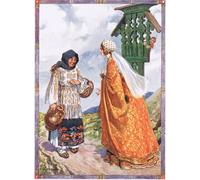 ZHAOSHAN Vintage Pictures Printed Graffiti Print the Princess...asked Her to Exchange the Peasants Clothes for Her Royal Garments by Charles Edmund Brock Portrait Canvas Image for Home Decor 60x90cm