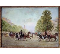 ZHAOSHAN Vintage Pictures Printed Graffiti Print the Promenade on the Champs Elysees by Jean Beraud Portrait Canvas Image for Home Decor 60x90cm