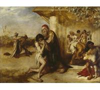ZHAOSHAN Vintage Pictures Printed Graffiti Print the Repentant Prodigal's Return to His Father by William Etty Portrait Canvas Image for Home Decor 60x90cm