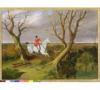 ZHAOSHAN Vintage Pictures Printed Graffiti Print the Suffolk Hunt Gone Away by Frederick Herring Senior Portrait Canvas Image for Home Decor 60x90cm