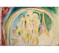 ZHAOSHAN Vintage Pictures Printed Graffiti Print the Three Graces Study for the City of Paris by Robert Delaunay Portrait Canvas Image for Home Decor 60x90cm