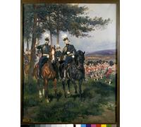 ZHAOSHAN Vintage Pictures Printed Graffiti Print Theof Wales and the Arthur of Connaught At by Jean Baptiste Edouard Detaille Portrait Canvas Image for Home Decor 60x90cm