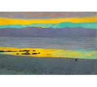 ZHAOSHAN Vintage Pictures Printed Graffiti Print Yellow and green sunset Yellow and green sunset by Felix Edouard Vallotton Portrait Canvas Image for Home Decor 60x90cm
