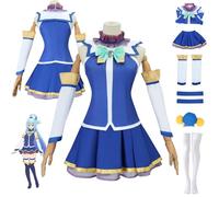ZHAOSJ Aqua Cosplay Anime KonoSuba God's Blessing on This Wonderful World Costume Role Play Uniform Outfits with Headdress Full Set Halloween Carnival Party Fancy Dress Up Suit