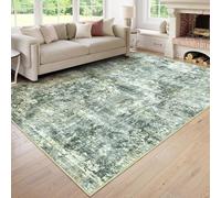 Zhaotingrui Extra Large Washable Rugs Living Room 200x190 cm Modern Abstract Area Rug with Soft Short Pile Non Slip Backing Durable Carpet for Bedroom Dining Room Lounge Home Office (Green&Beige)