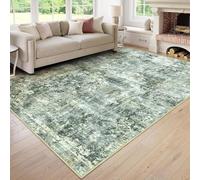 Zhaotingrui Rugs for Living Room, Green & Beige Extra Large Short Pile Machine Washable Abstract Rug, Soft Fluffy Non-Slip Carpets for Bedrooms, Lounge, Dining Room, 200x290cm