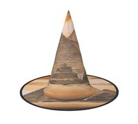 ZHAOUR 1 PC Halloween Hat - Vintage Great Egyptian Pyramid Print Witches Decor Party, Cosplay Role Play, Carnival, Dress up Masquerade Supplies