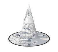 ZHAOUR 3 PCS Halloween Hat â€“ boat Map Print Witches Decor Party, Cosplay Role Play, Carnival, Dress up Masquerade Supplies